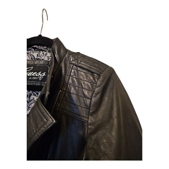 GUESS Genuine Leather Moto Jacket - Size Medium - Picture 6 of 11